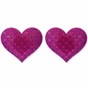 Hot Pink Lace Sequin Heart Pasties | Festival Rave Lingerie Nipple Covers